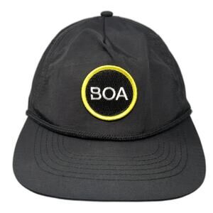 BOA Snapback Rope Hat Solid Black One Size Adjustable Brist Blanks